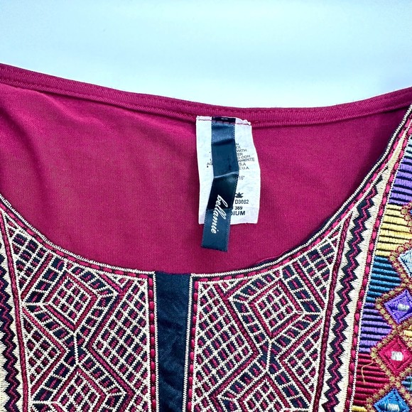 Bellamie Embroidered Dress with Fringe Belle Sleeved Size Medium - Picture 4 of 9